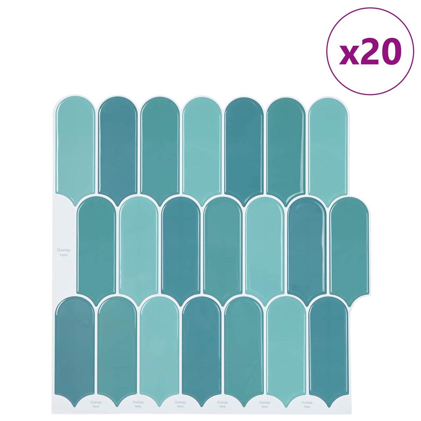 vidaXL Feather Tile 20 pcs Blue 30 x 30 cm Polyurethane and PET 2