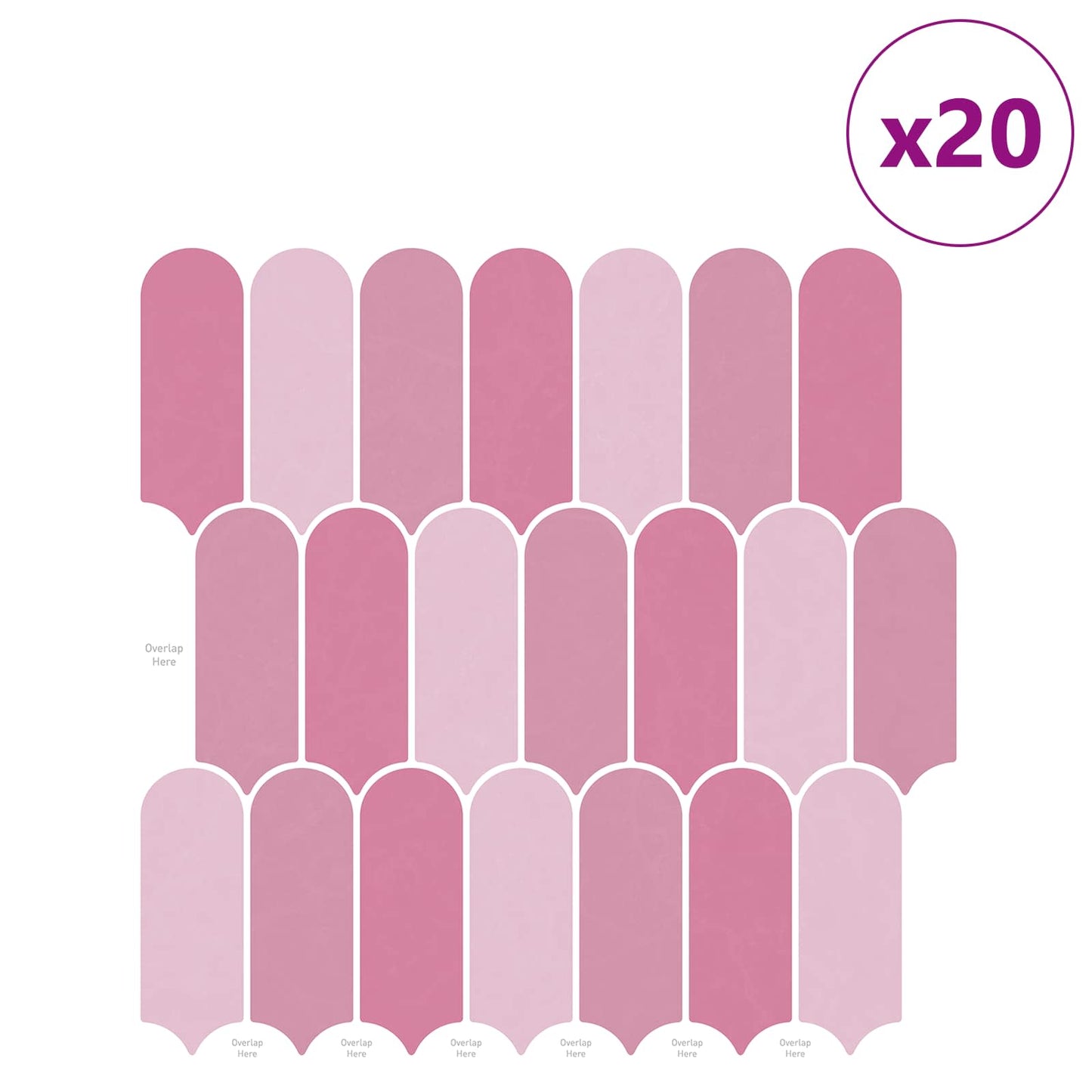 vidaXL Feather Tile 20 pcs Pink 30 x 30 cm Polyurethane and PET 2