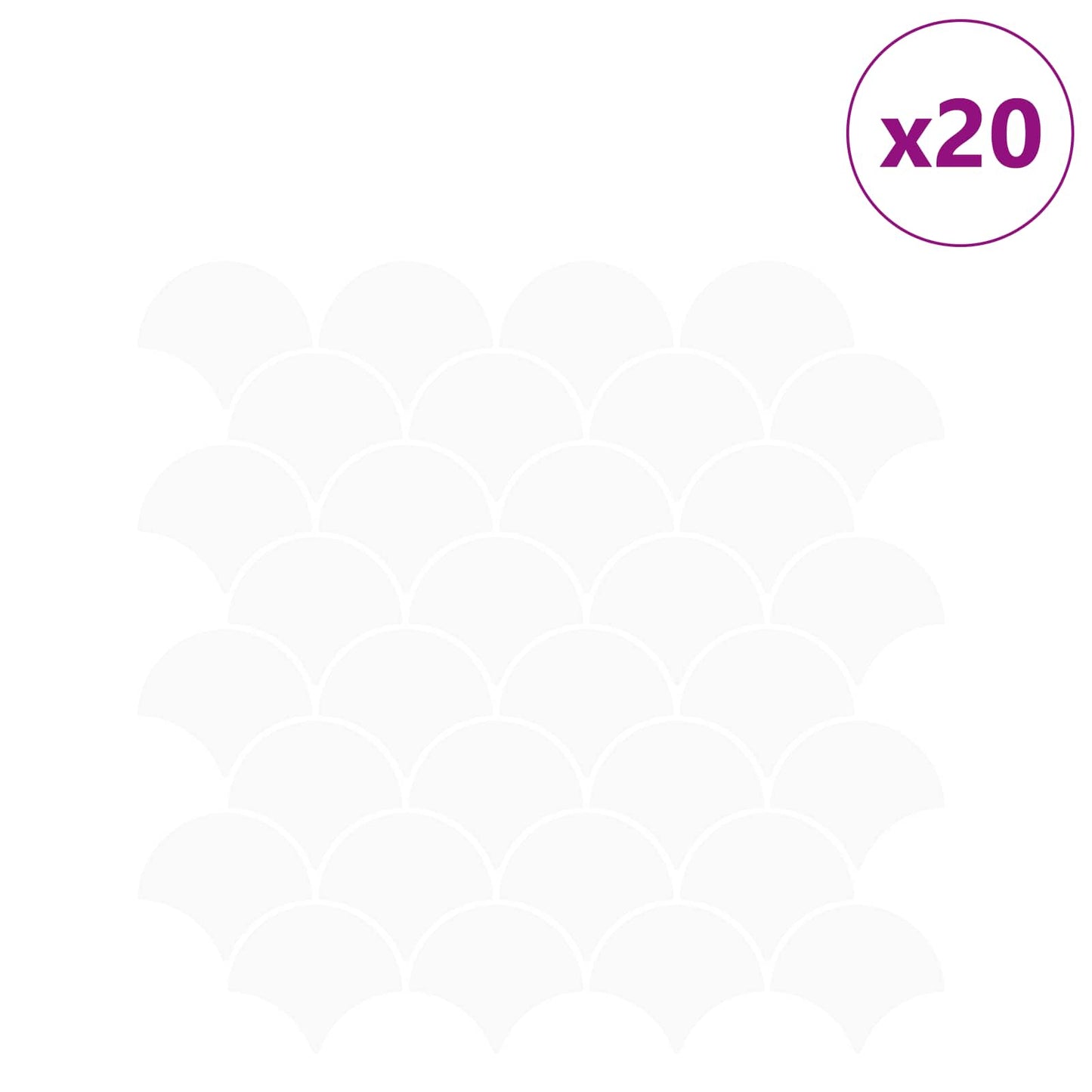 vidaXL Fish Scale Tile 20 pcs White 30 x 30 cm Polyurethane and PET 2