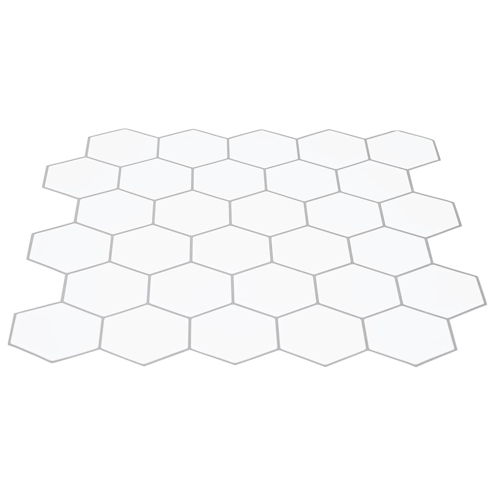 vidaXL Hexagon Tile 20 pcs White Grey 30 x 30 cm Polyurethane and PET 3