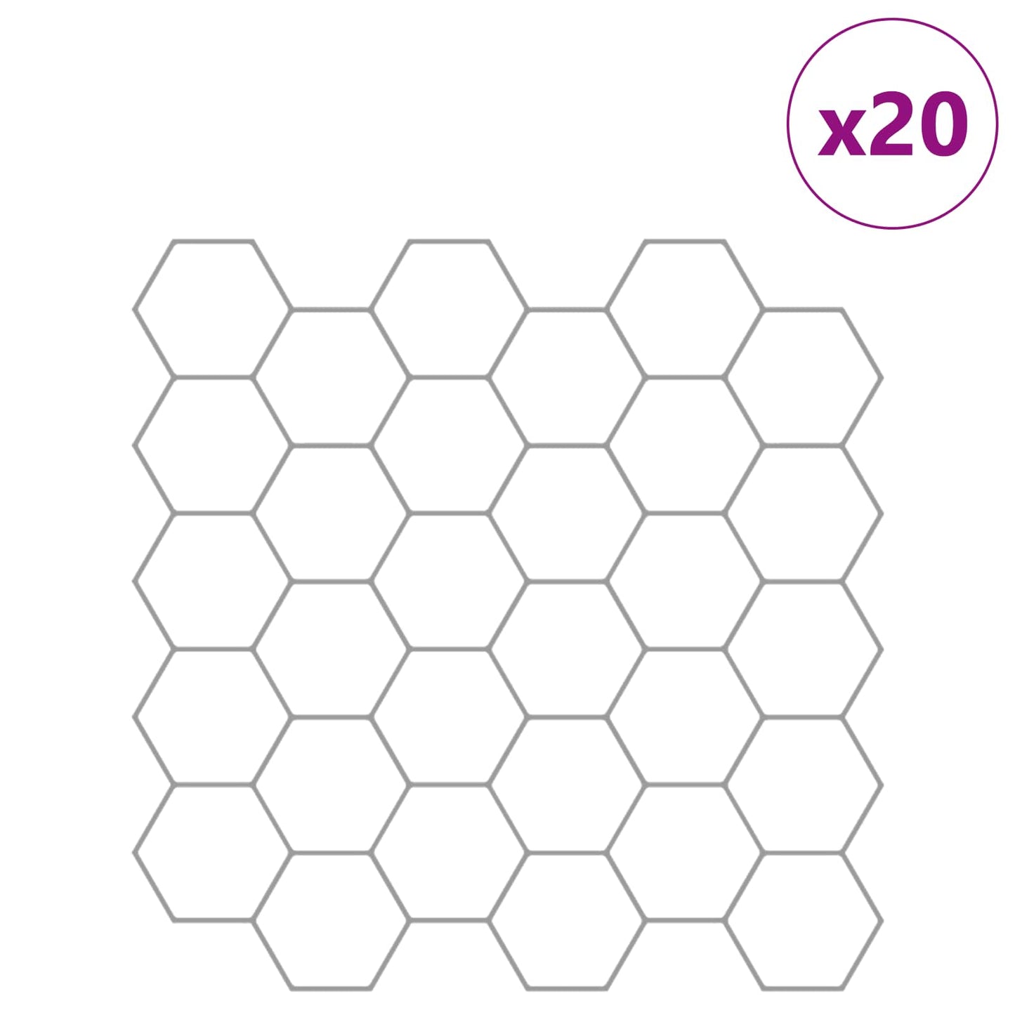 vidaXL Hexagon Tile 20 pcs White Grey 30 x 30 cm Polyurethane and PET 2