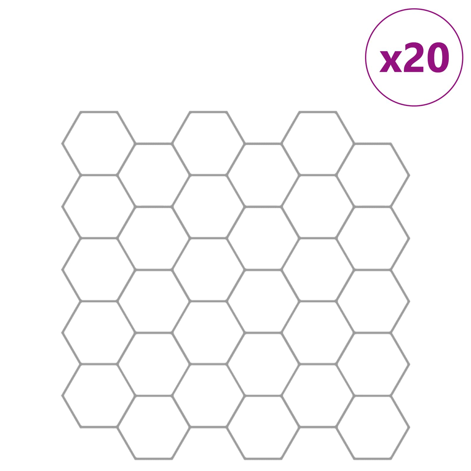vidaXL Hexagon Tile 20 pcs White Grey 30 x 30 cm Polyurethane and PET 2
