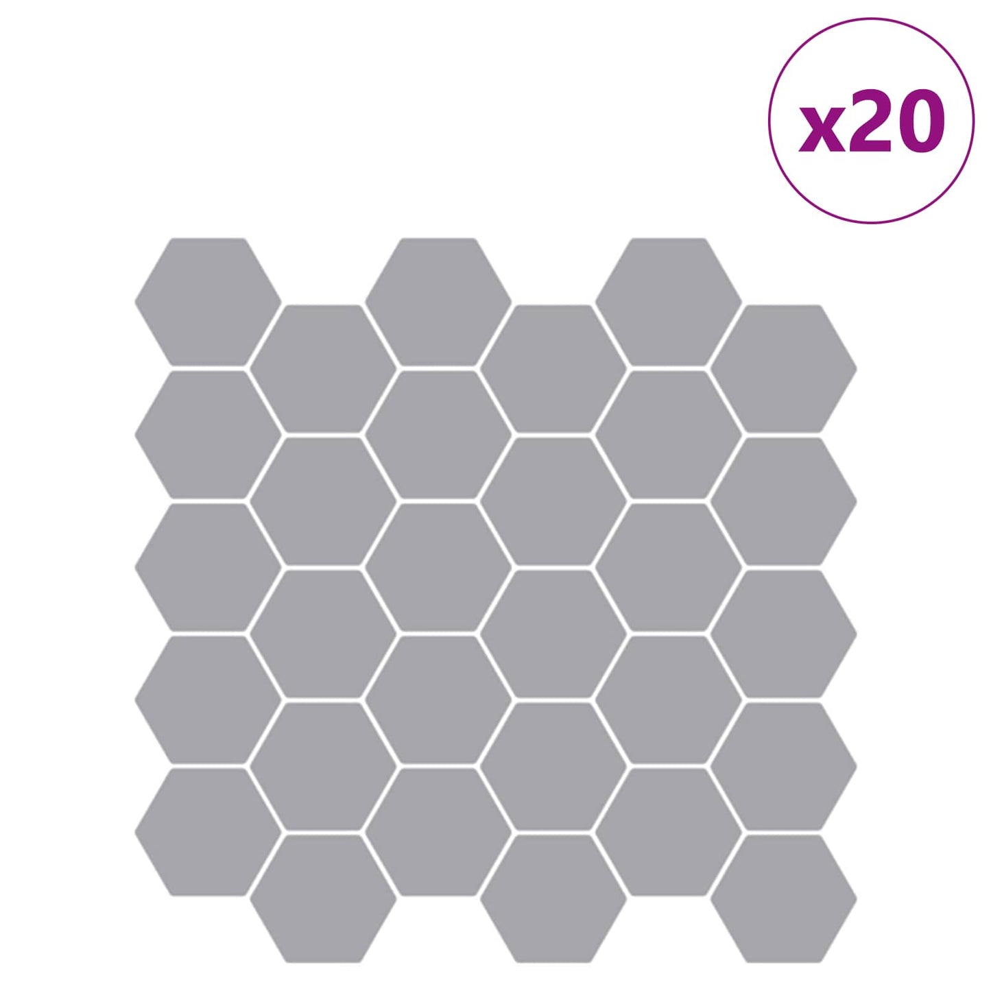 vidaXL Hexagon Tile 20 pcs Grey 30 x 30 cm Polyurethane and PET 2