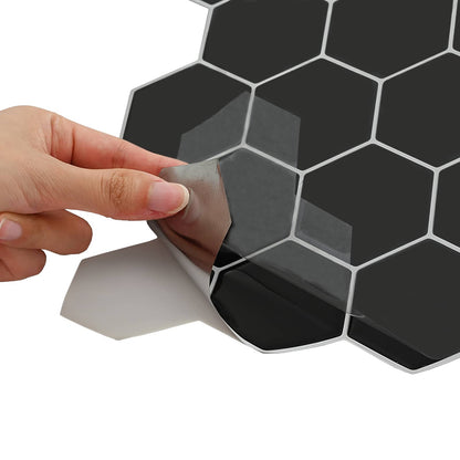 vidaXL Hexagon Tile 20 pcs Black 30 x 30 cm Polyurethane and PET 6