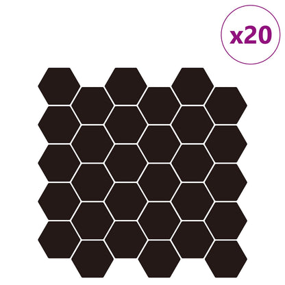 vidaXL Hexagon Tile 20 pcs Black 30 x 30 cm Polyurethane and PET 2