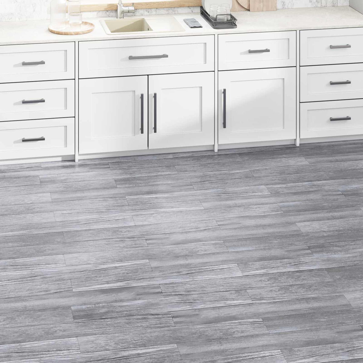 Flooring Planks 36 pcs PVC 5.02 m² Black and white–Striped wood Matte wood grey