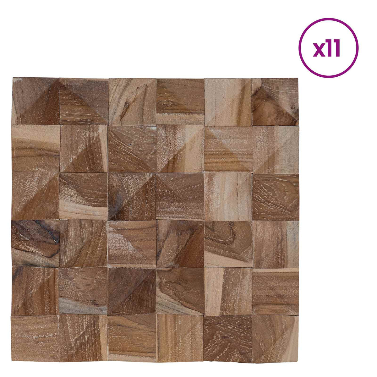 vidaXL Wall Panel 11 pcs Natural 30 x 30 x 2 cm 2