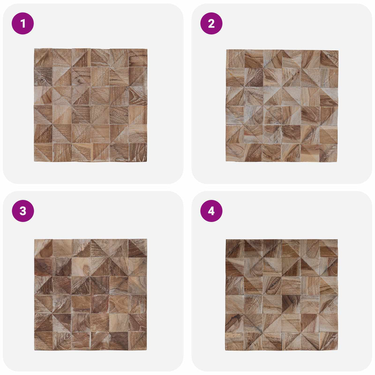 vidaXL Wall Panel 11 pcs Whitewashed 30 x 30 x 2 cm Solid Teak wood 5