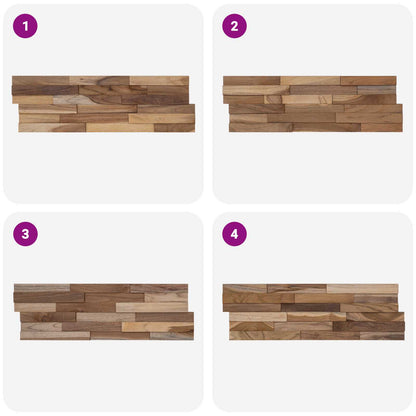 vidaXL Wall Panel 10 pcs Natural 56 x 18 x 2 cm Solid Teak wood 6
