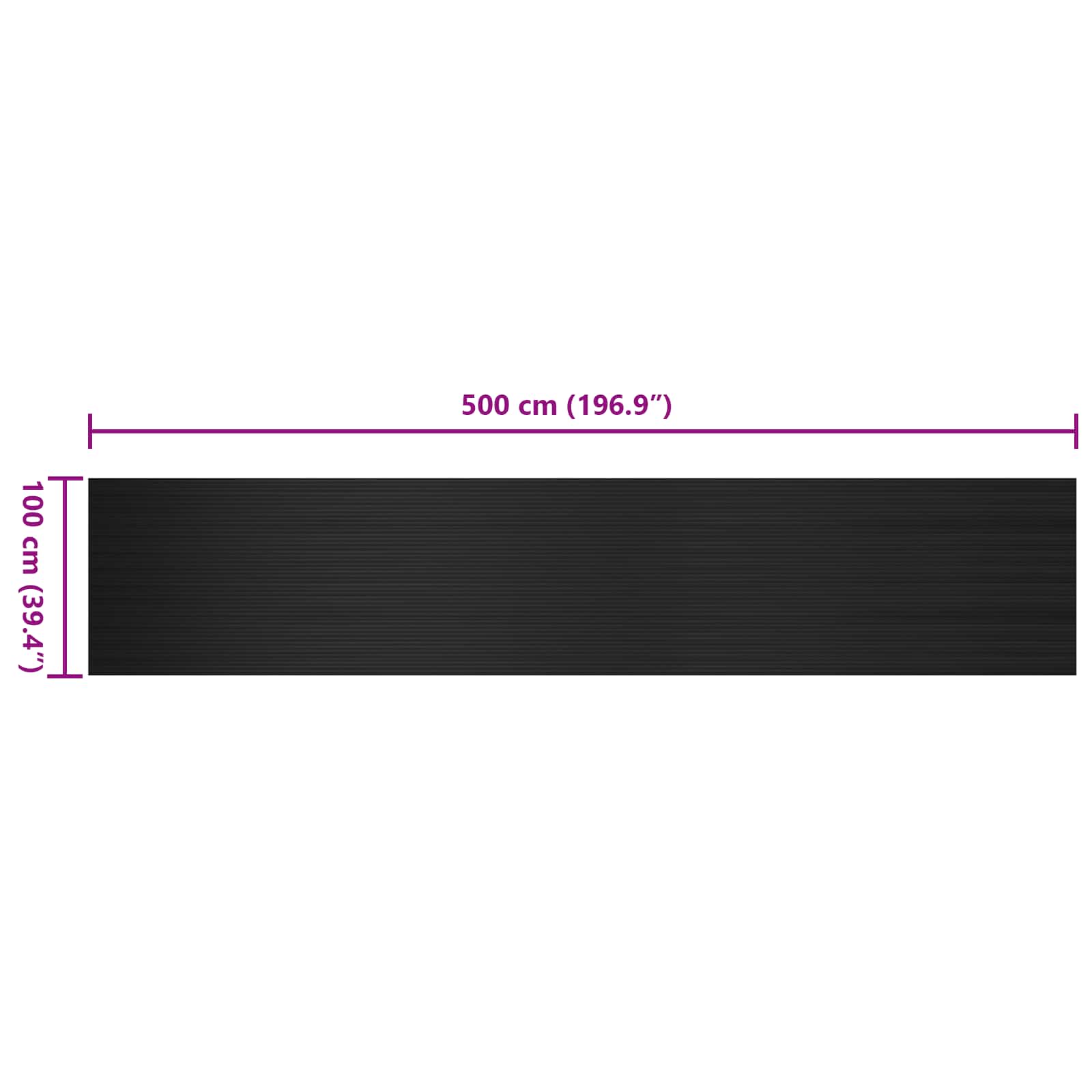 vidaXL Floor Mat with Wide Rib 1 x 5 m Black Rubber 6