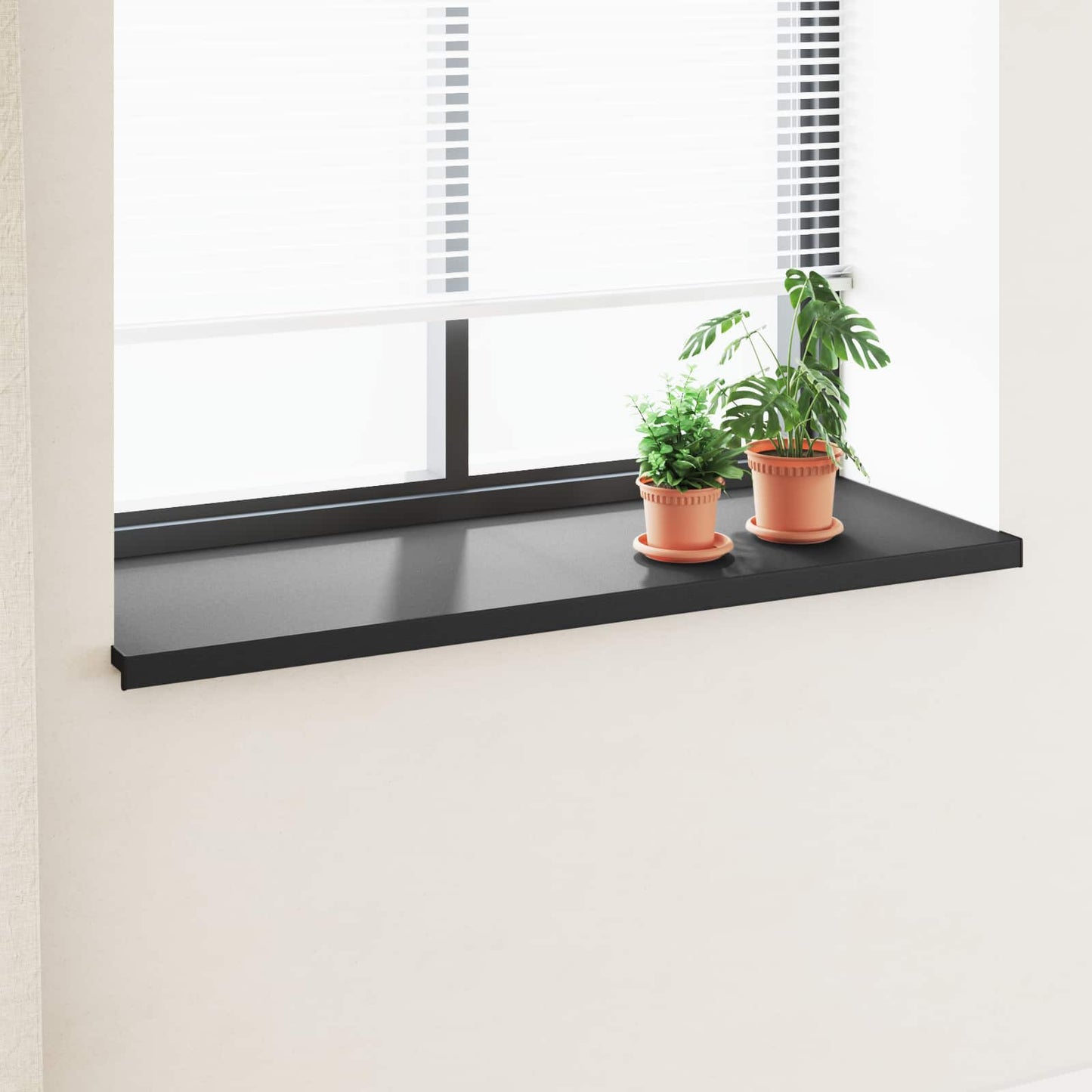 vidaXL Window Sill Black with wood grain 140 x 50 x 4.5 cm PVC 1