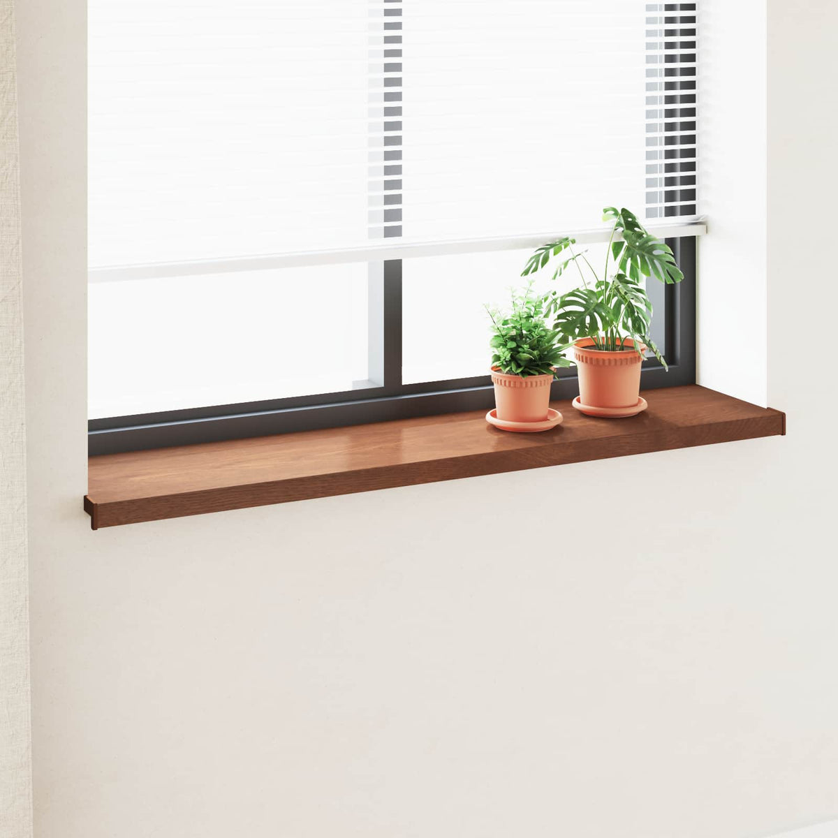 vidaXL Window Sill Brown wood 140 x 35 x 4.5 cm PVC 1