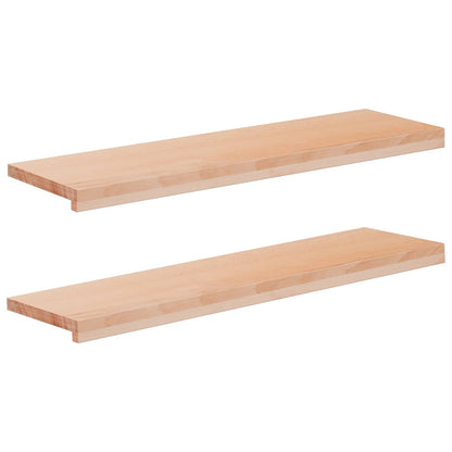 vidaXL Stair Treads 2 pcs 90 x 25 x 2 cm Natural Solid Beech Wood 1