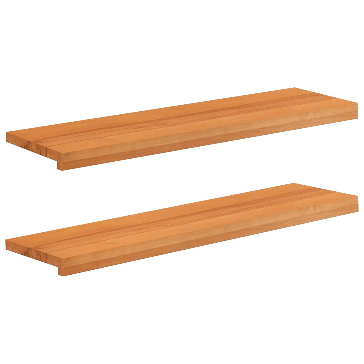 vidaXL Stair Treads 2 pcs 90 x 25 x 2 cm Light Brown Solid Beech Wood 2