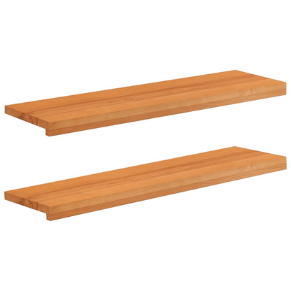 vidaXL Stair Treads 2 pcs 90 x 25 x 2 cm Light Brown Solid Beech Wood 2