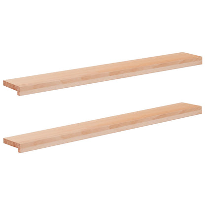 vidaXL Window Sills 2 pcs Natural 120 x 15 x 2 cm Solid Beech Wood 1