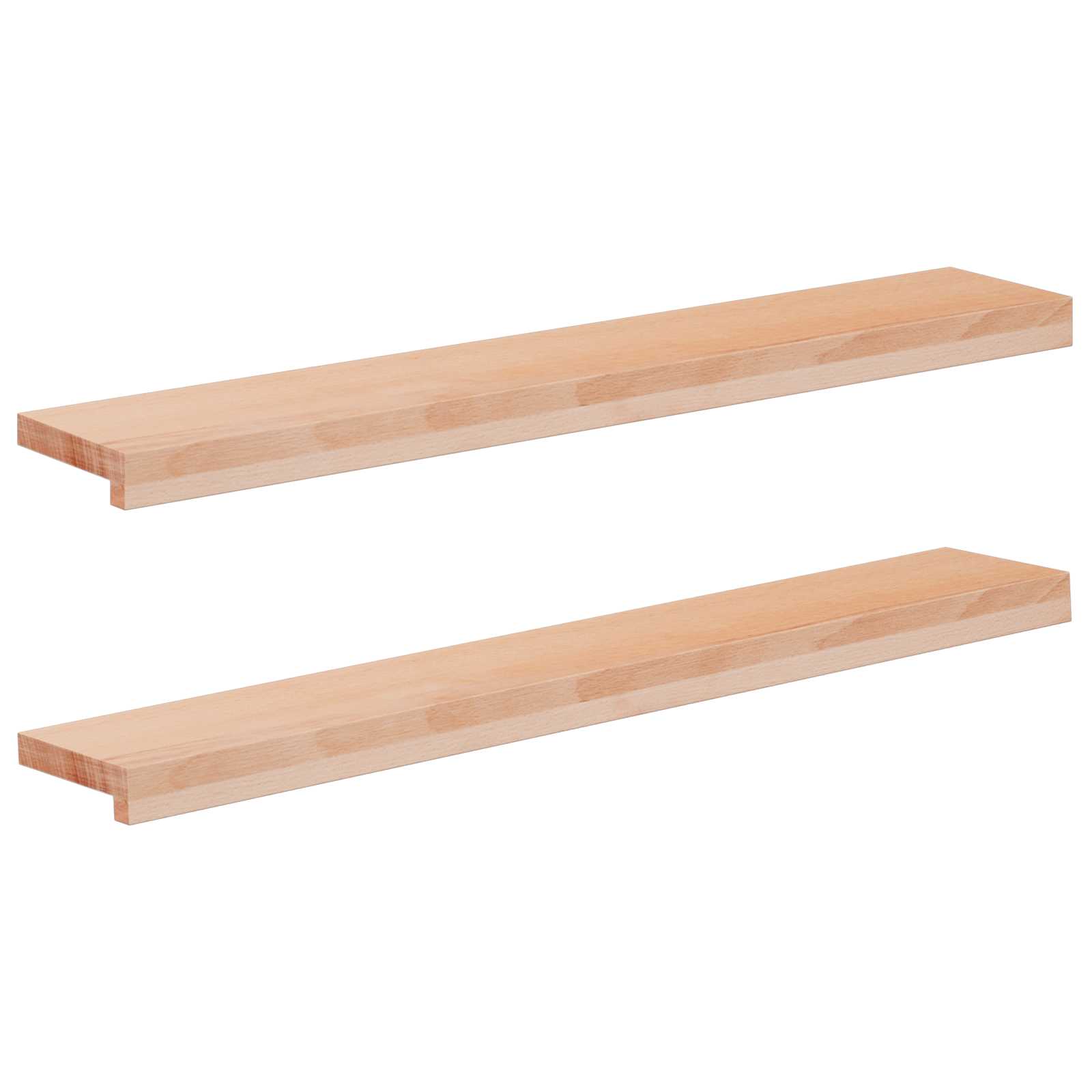 vidaXL Window Sills 2 pcs Natural 100 x 20 x 2 cm Solid Beech Wood 1