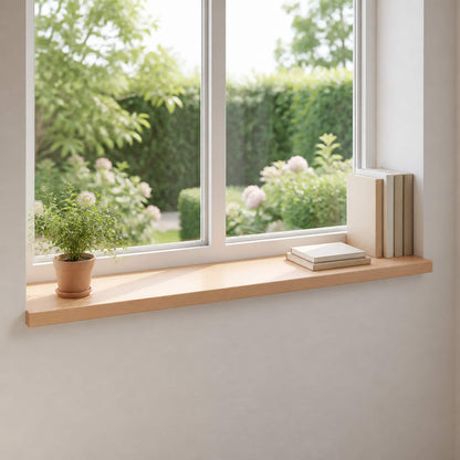 vidaXL Window Sills 2 pcs Natural 70 x 40 x 2 cm Solid Beech Wood 1