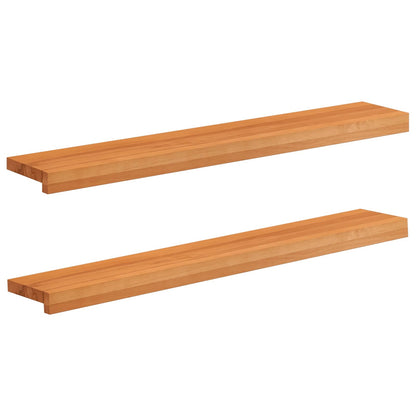 vidaXL Window Sills 2 pcs Light Brown 100 x 15 x 2 cm Solid Beech Wood 1