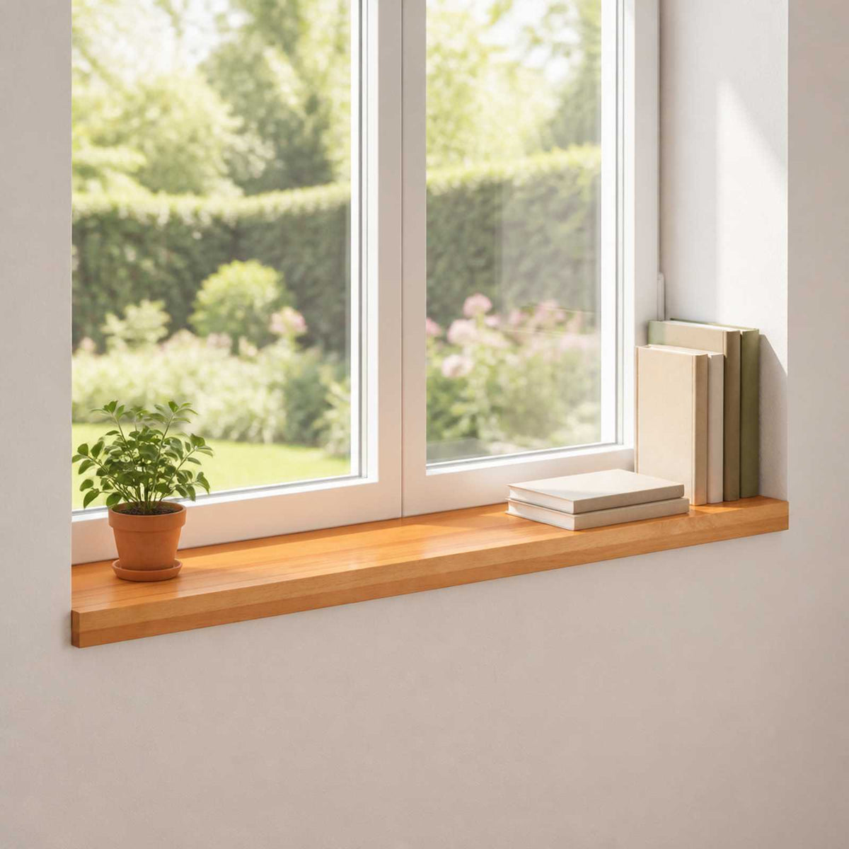 Window Sills 2 pcs Solid Beech Wood Depth 20 cm Light brown 80 cm
