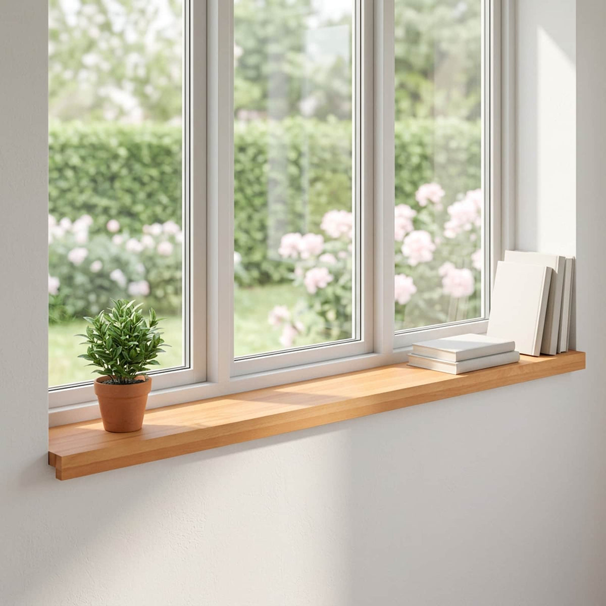 vidaXL Window Sills 2 pcs Light Brown 110 x 20 x 2 cm Solid Beech Wood 1