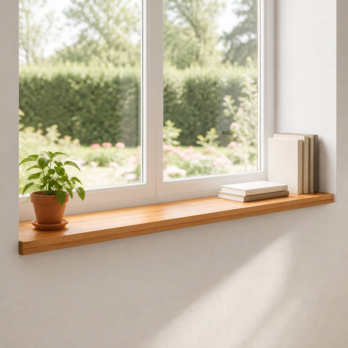 vidaXL Window Sills 2 pcs Solid Beech Wood Depth 25 cm Light Brown