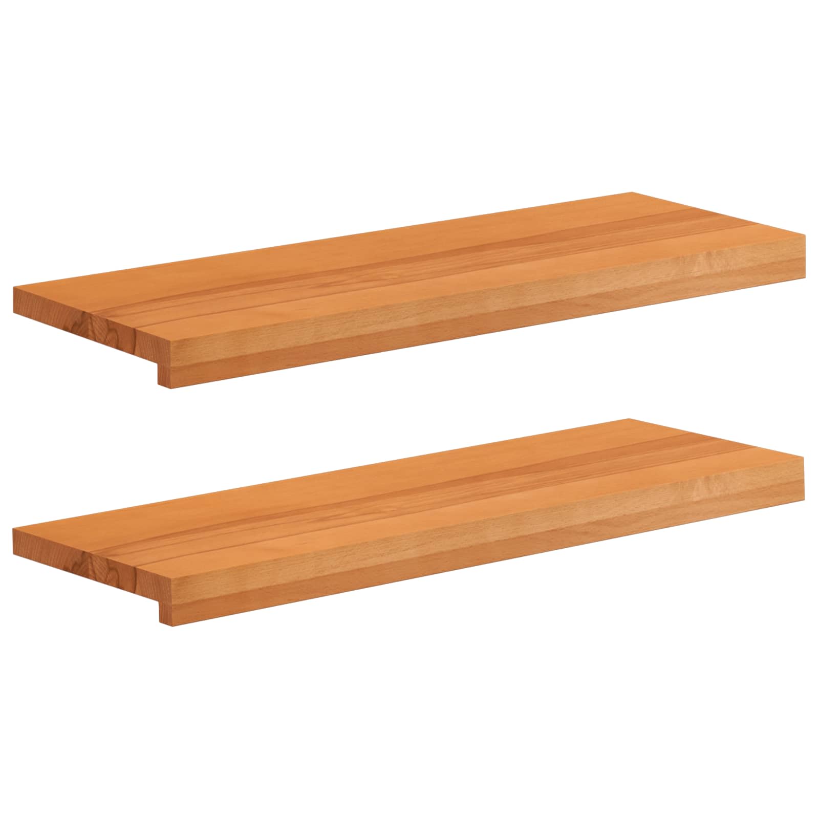 vidaXL Window Sills 2 pcs Light Brown 70 x 30 x 2 cm Solid Beech Wood 1