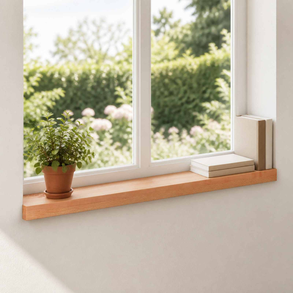 vidaXL Window Sills 2 pcs Varnish 100 x 15 x 2 cm Solid Beech Wood 1