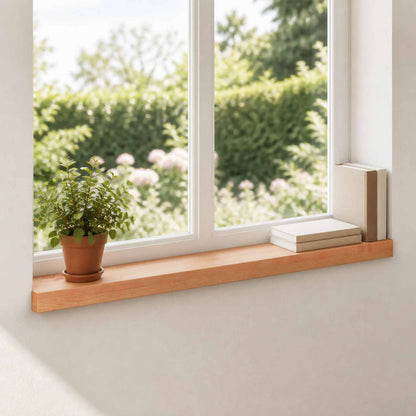 vidaXL Window Sills 2 pcs Varnish 100 x 15 x 2 cm Solid Beech Wood 1