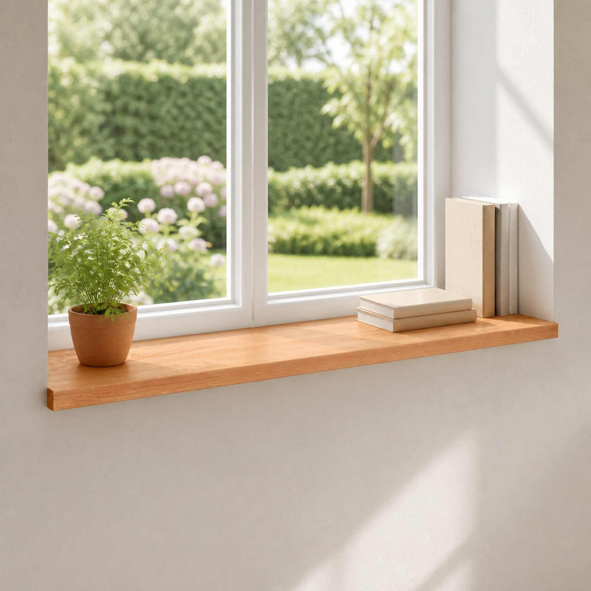 vidaXL Window Sills 2 pcs Solid Beech Wood Depth 25 cm Varnish