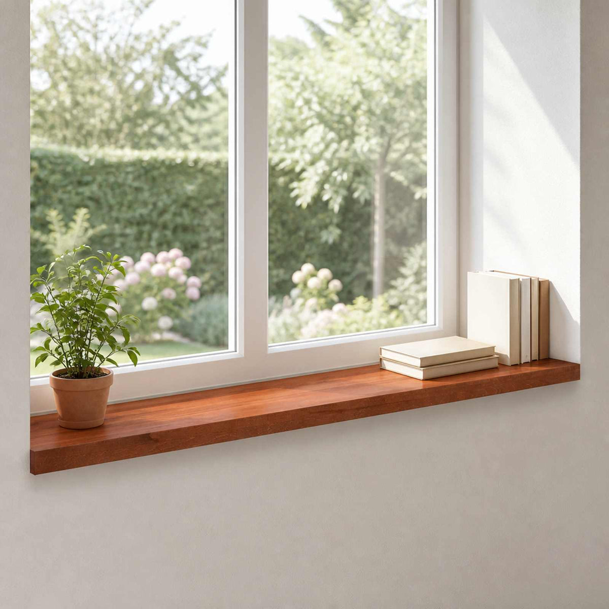 vidaXL Window Sills 2 pcs Brown 110 x 20 x 2 cm Solid Beech Wood 1