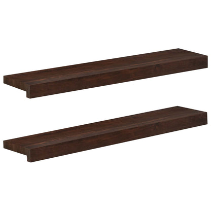 vidaXL Window Sills 2 pcs Dark Brown 80x 20 x 2 cm Solid Beech Wood 1