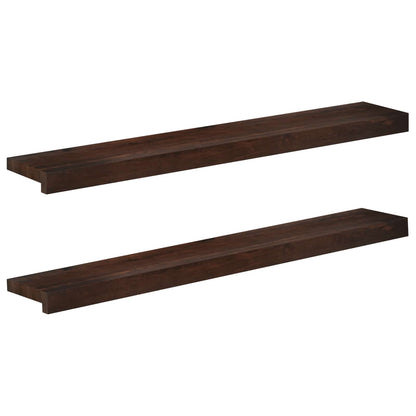 vidaXL Window Sills 2 pcs Dark Brown 100 x 20 x 2 cm Solid Beech Wood 1