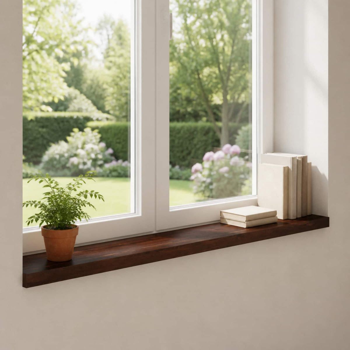 vidaXL Window Sills 2 pcs Dark Brown 110 x 20 x 2 cm Solid Beech Wood 1