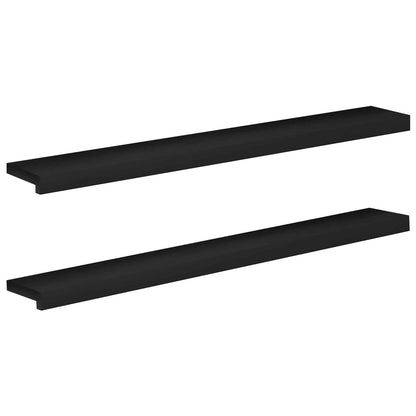 Window Sills 2 pcs Solid Beech Wood Depth 15 cm Black 110 cm