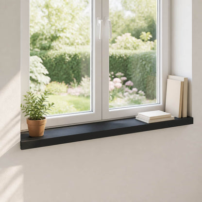vidaXL Window Sills 2 pcs Black 80x 20 x 2 cm Solid Beech Wood 1