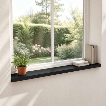 vidaXL Window Sills 2 pcs Solid Beech Wood Depth 20 cm Black