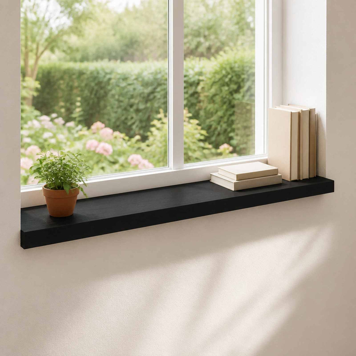 vidaXL Window Sills 2 pcs Black 70 x 25 x 2 cm Solid Beech Wood 1