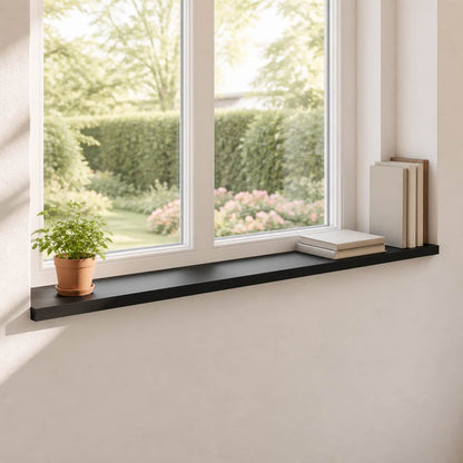 vidaXL Window Sills 2 pcs Solid Beech Wood Depth 25 cm Black