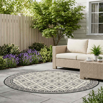 vidaXL Area Rug Natural and Black Ø 160 cm PET 3