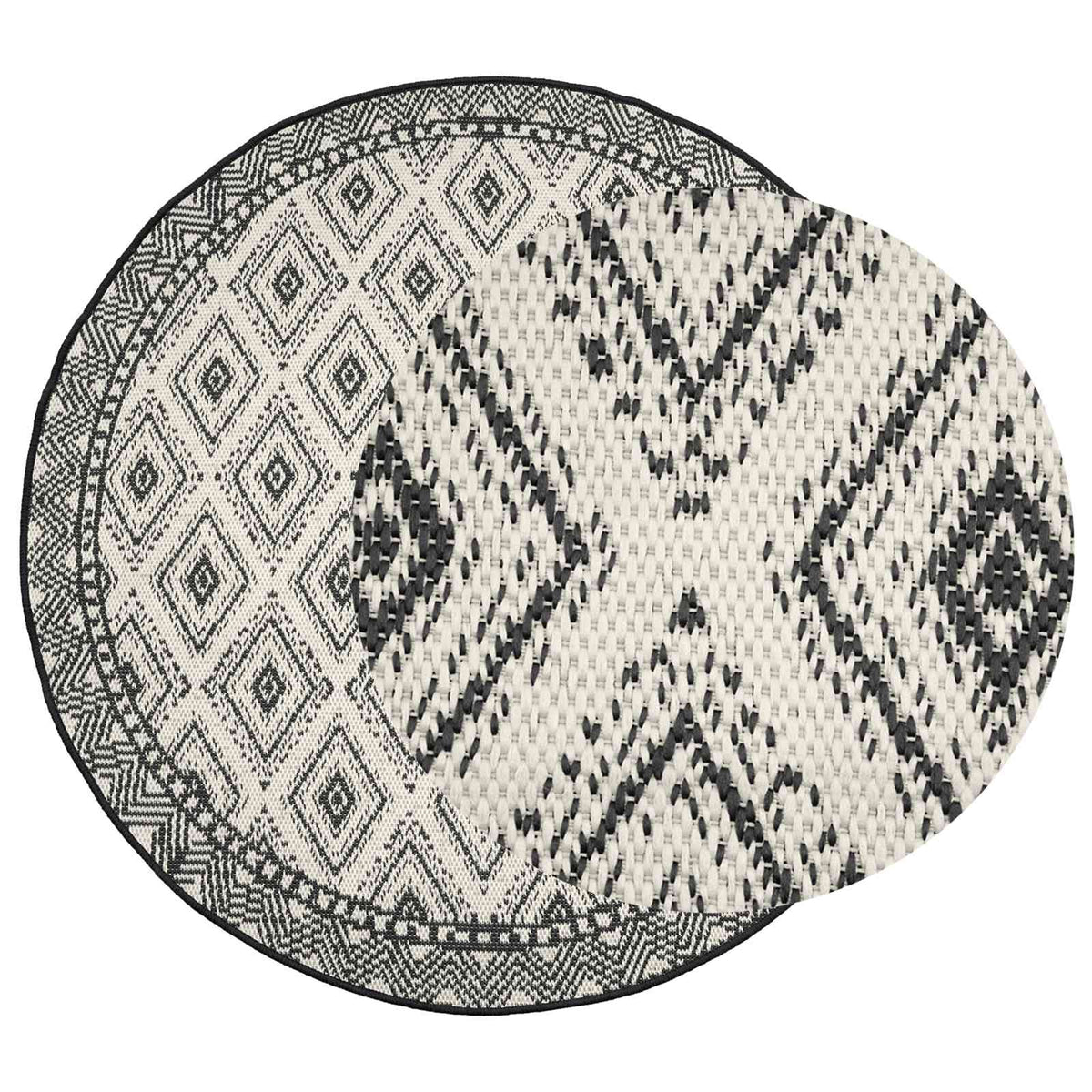 vidaXL Area Rug Natural and Black Ø 160 cm PET 2