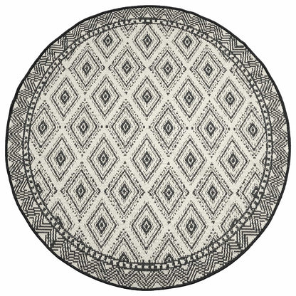 vidaXL Area Rug Natural and Black Ø 160 cm PET 4