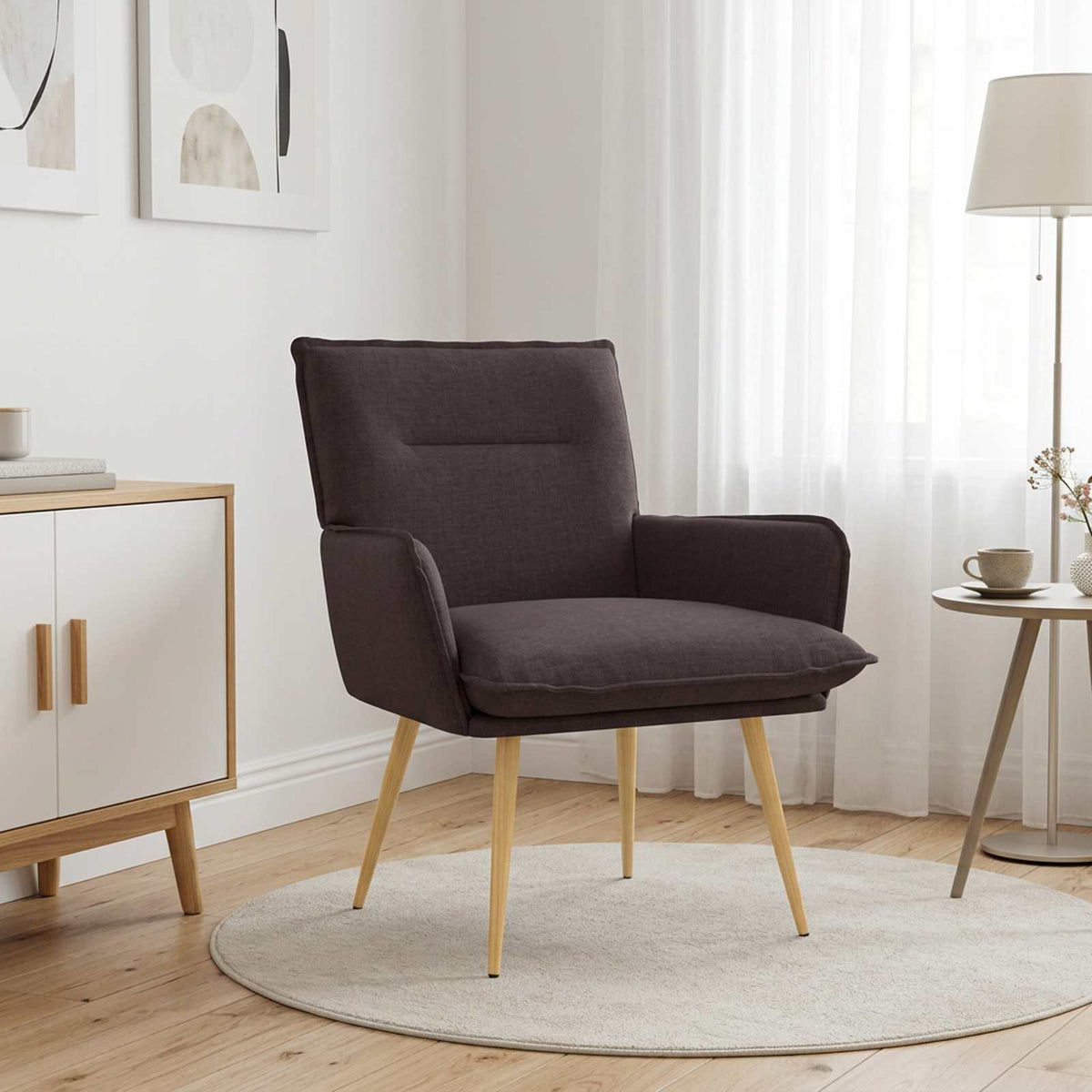 Armchair Fabric Dark brown