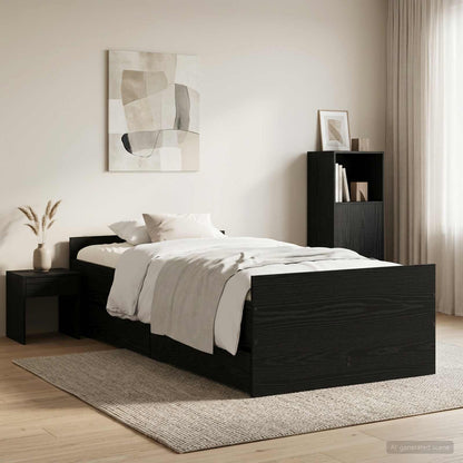 Bed Frame with Drawers without Mattress 100x200 cm Black oak