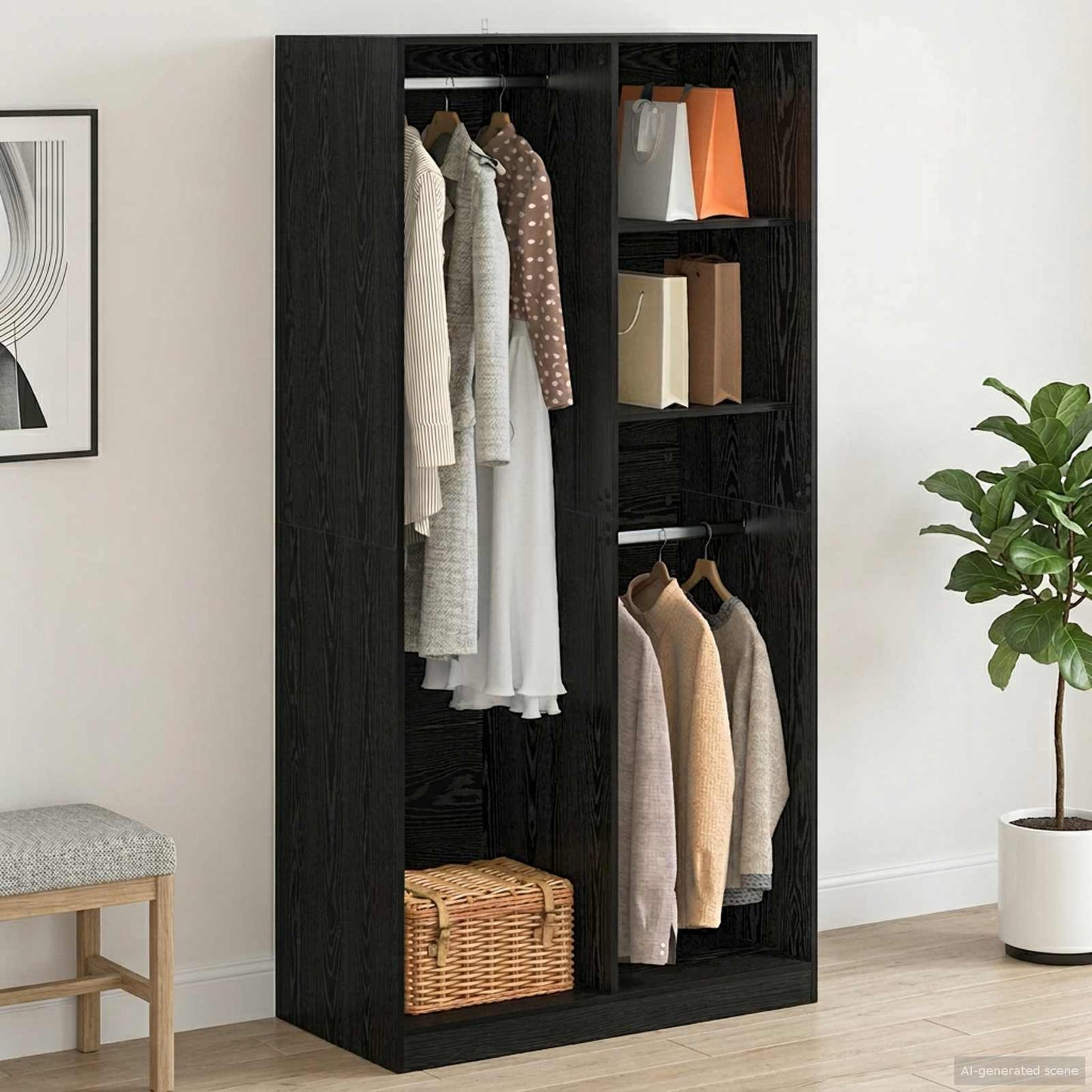 vidaXL Wardrobe Black oak 100 x 50 x 200 cm Engineered Wood 1