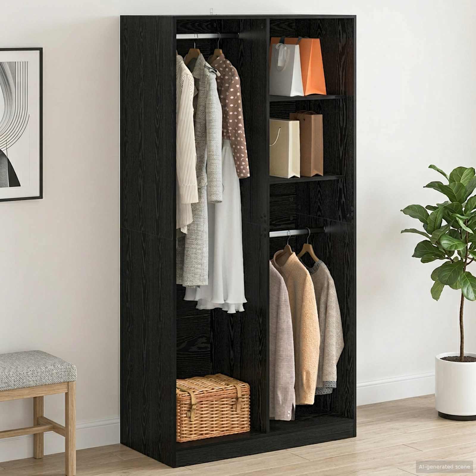vidaXL Wardrobe Black oak 100 x 50 x 200 cm Engineered Wood 1