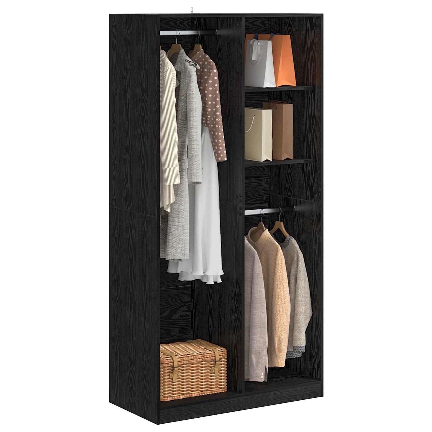 vidaXL Wardrobe Black oak 100 x 50 x 200 cm Engineered Wood 3