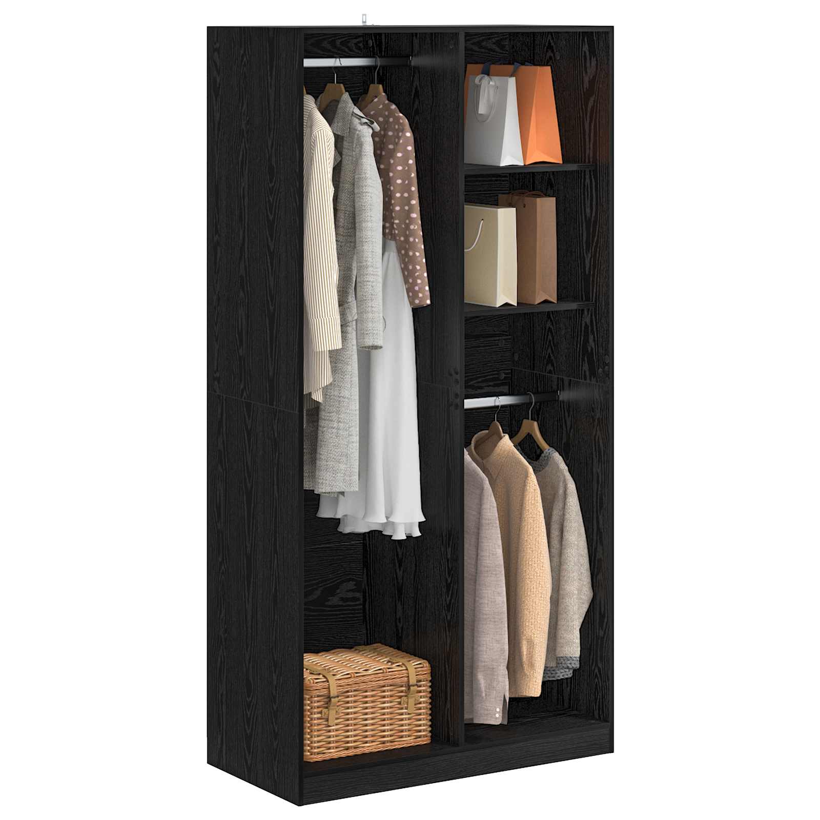 vidaXL Wardrobe Black oak 100 x 50 x 200 cm Engineered Wood 3