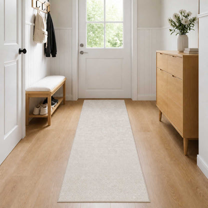 vidaXL Rug Cream 100 x 250 cm 100% Polyester 3 mm Washable 1