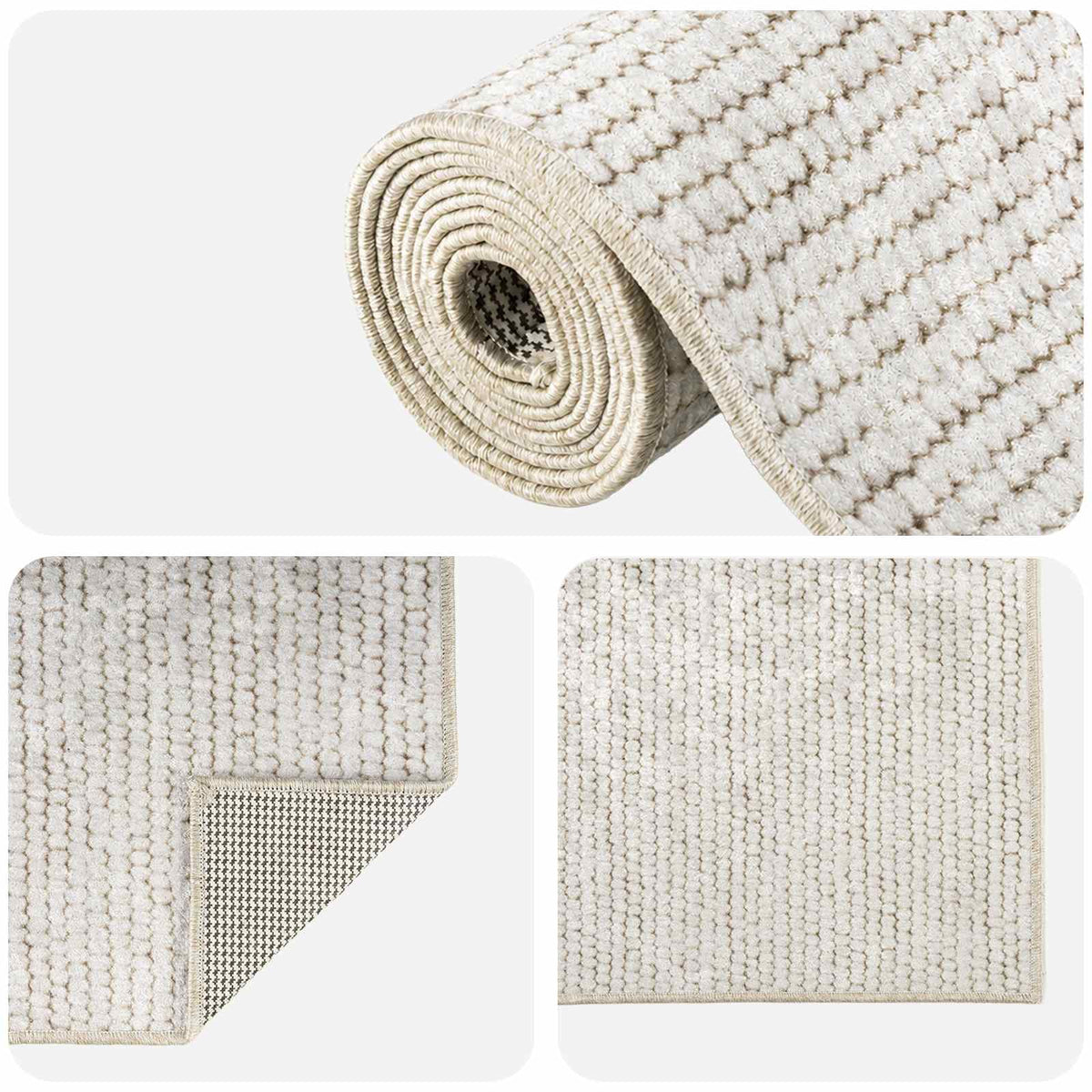 vidaXL Rug Cream 100 x 250 cm 100% Polyester 3 mm Washable 4